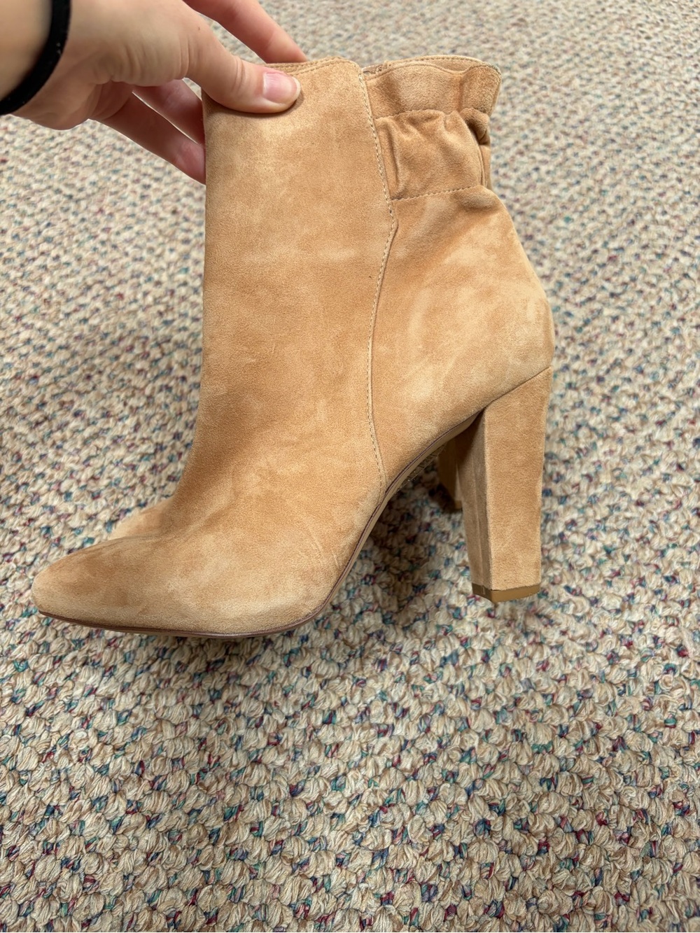 White House Black Market Tan Suede Block Heel Ankle Boots